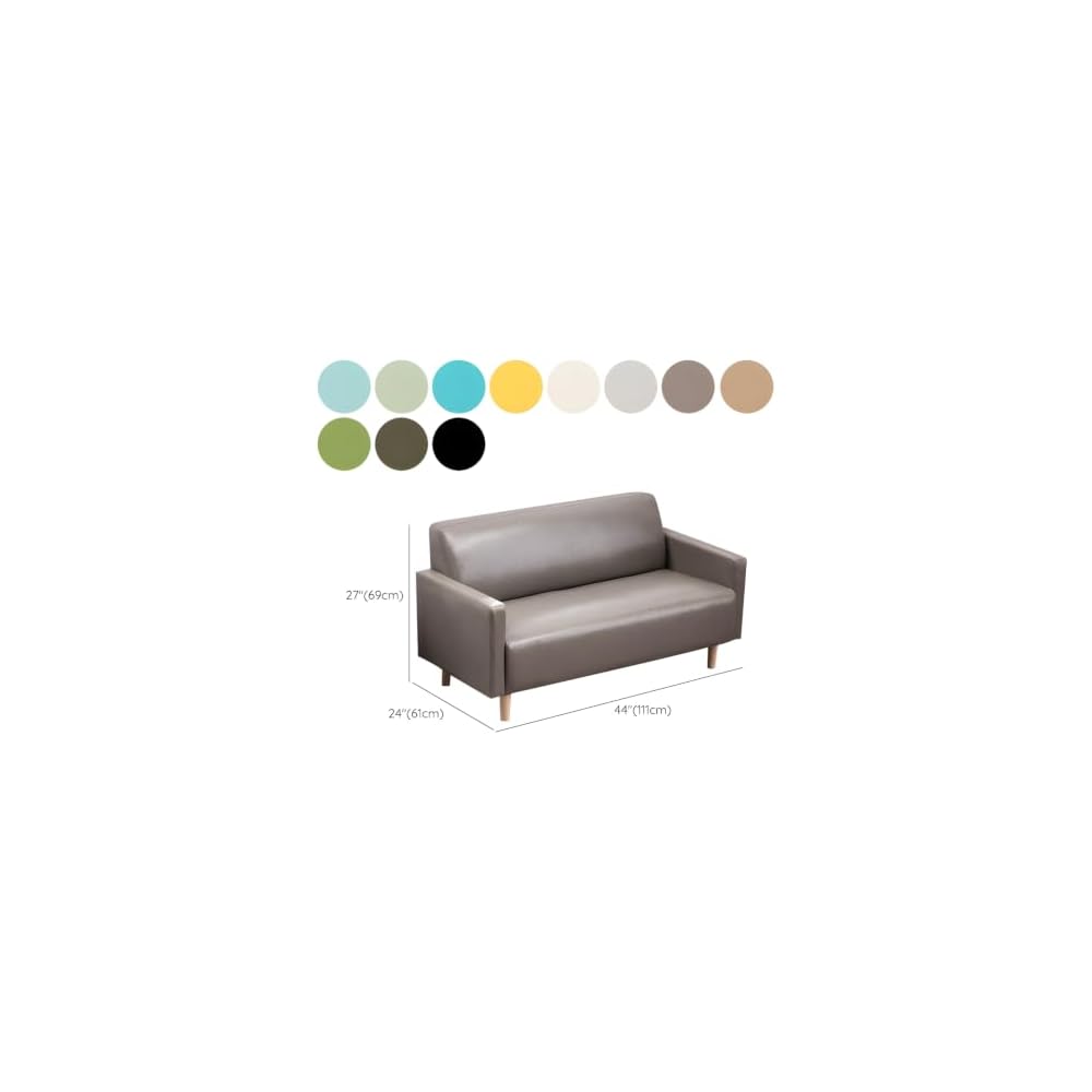 LITFAD Faux Wax Leather Loveseat Sofa, 2‑Seater Compact Couch, Lake Blue