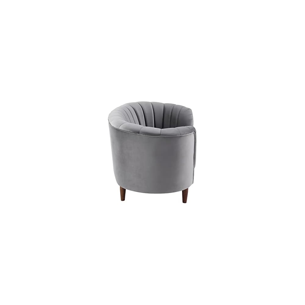 Luxury Modern Velvet Fabric Upholstered Deep Channel Tufting Armchair Loveseat Couch with Wood Leg for Home Office Living Room Bedroom Apartment (Olive Yellow Velvet Armchair) (Gray Velvet Couch)