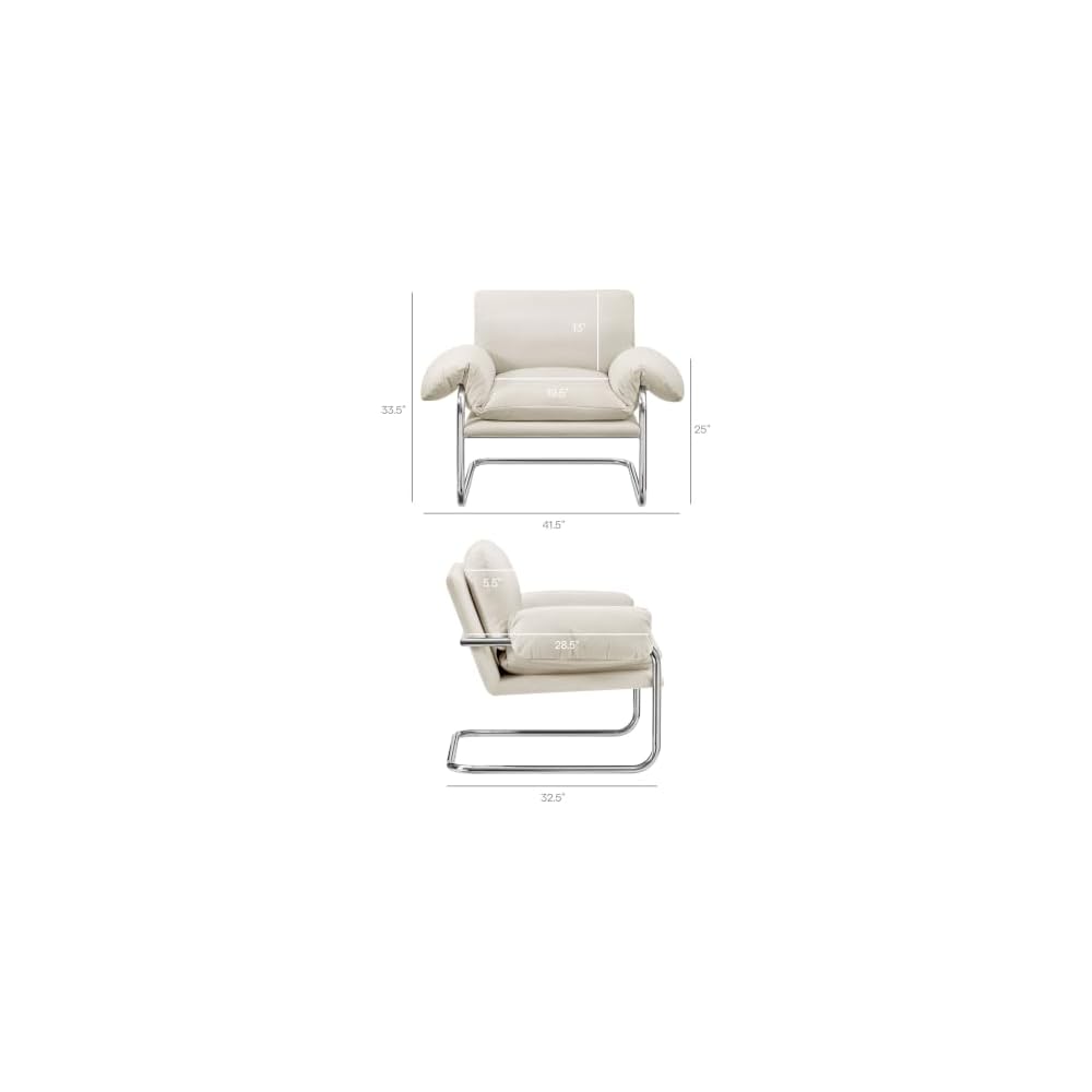 Modway Ansel Performance Velvet Accent Chair in Alabaster - Stain-Resistant Velvet Lounge Chair for Living Room, Bedroom - Corner Reading Chair with Arms and Removable Cushions