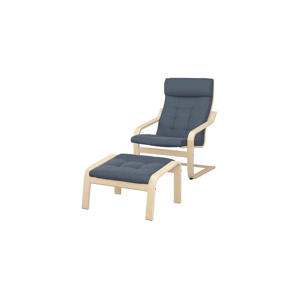 ProTuning POÄNG Armchair and footstool, birch veneer/Gunnared blue
