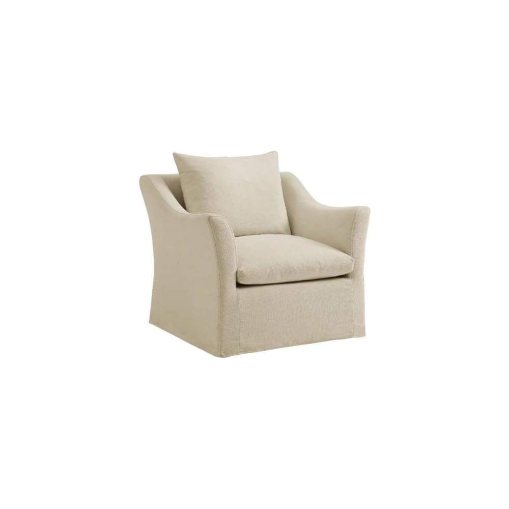 Modway Somerset Modern Slipcovered Linen Blend Accent Chair in Cocoa – Deep Seat Upholstered Armchair with Sloped Arms – Contemporary Fabric Living Room Chair