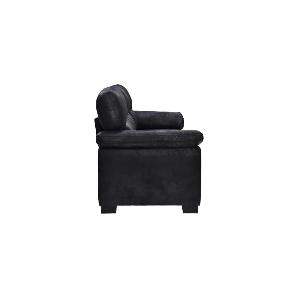 81" 3 Seater Sofa, Tech Breathable Faux Leather Tufted Couch with Wide Armrests for Living Room, Apartment, Office (Black)