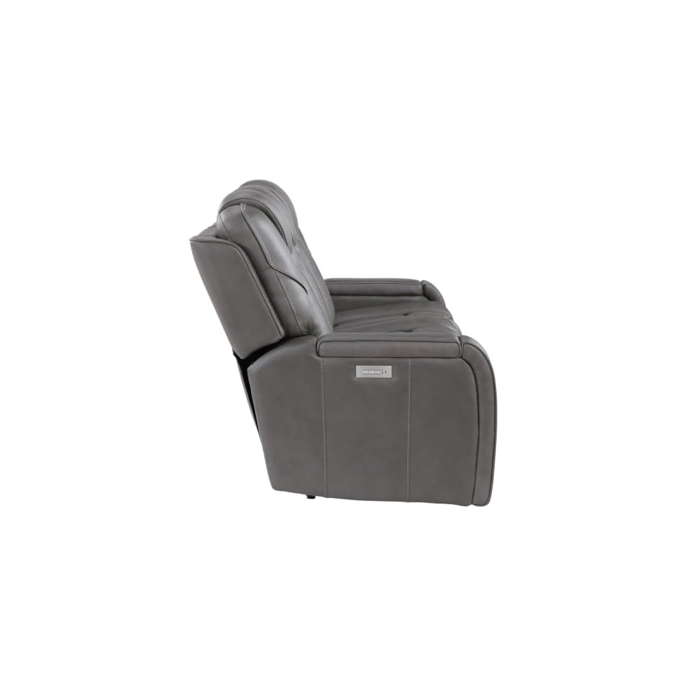 Steve Silver Daniel Triple Power Leather Theater Sofa in Gray