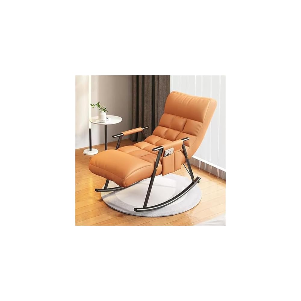 Modern Rocking Chair - Comfy Lounge Chair for Living Room & Bedroom, Stylish Armchair with Side Pockets, Light Grey Recliner for Relaxation