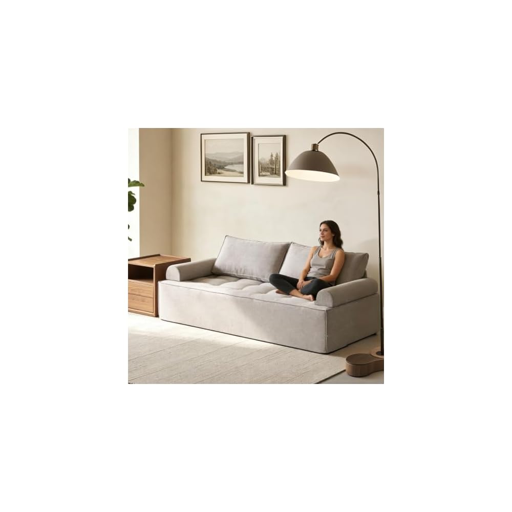 HOMREST Sponge Loveseat, 77 Inch, Grey, No Assembly, 15 Inch Seat Height, 2 Seating Capacity, 78x39x15 Inches, 160 Pounds