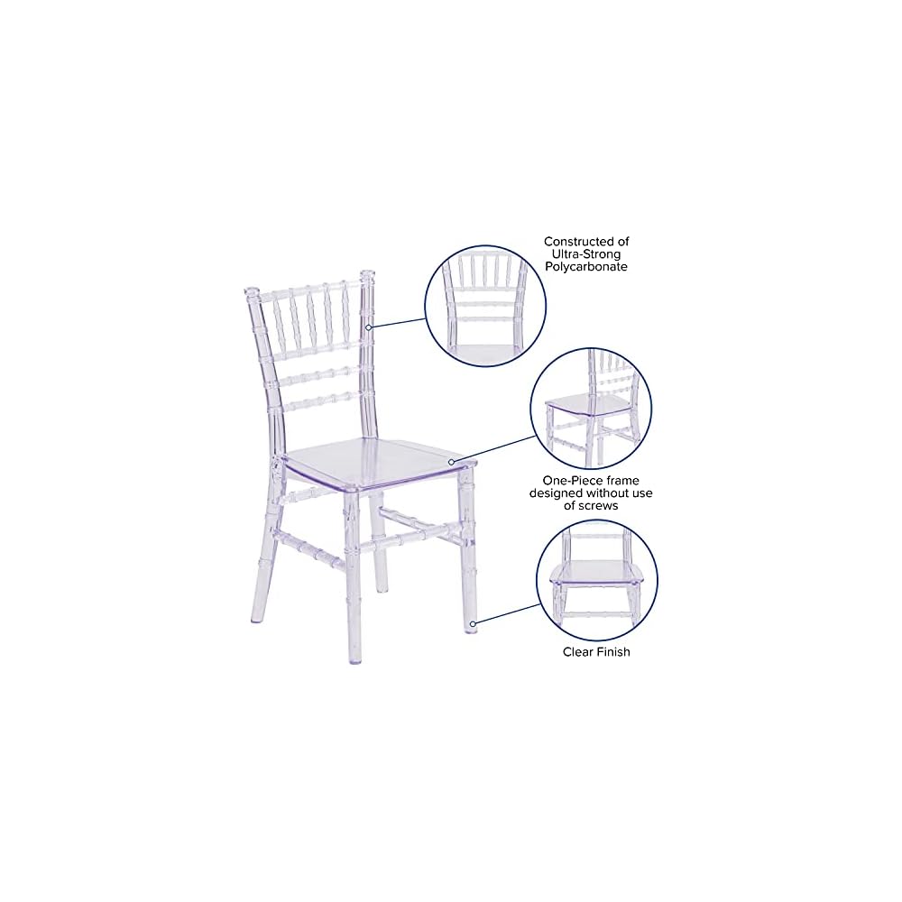 Flash Furniture Child’s Transparent Crystal Resin Party and Event Chiavari Chair for Commercial & Residential Use