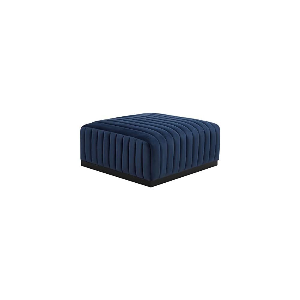Modway Conjure Channel Tufted Upholstered Performance Velvet Sectional Sofa Left Corner Chair in Black Cognac