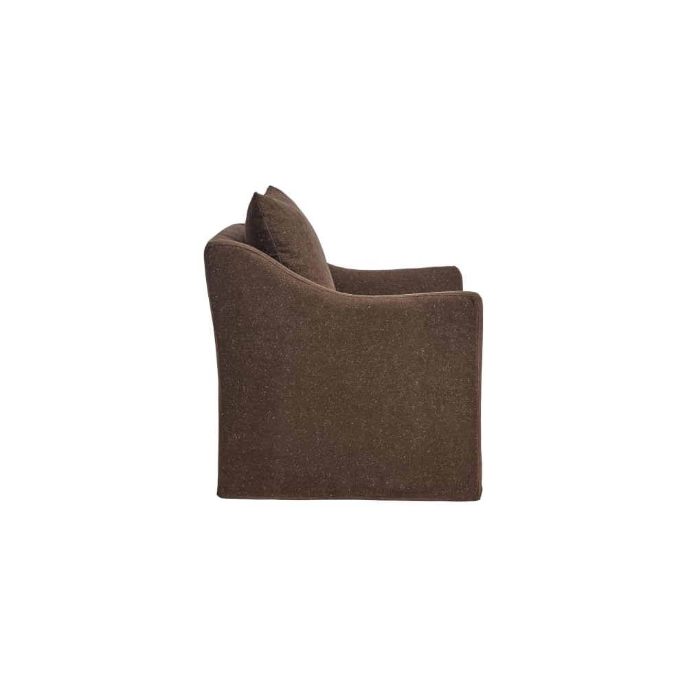 Modway Somerset Modern Slipcovered Linen Blend Accent Chair in Cocoa – Deep Seat Upholstered Armchair with Sloped Arms – Contemporary Fabric Living Room Chair