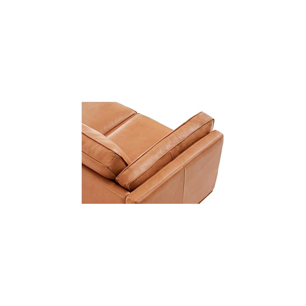 Valencia Artisan Full Leather Sofa 88” - Pure Full Italian Nappa Leather Couch for Living Room Furniture, Solid Wood Accent, Ultimate Comfort, Cognac Tan
