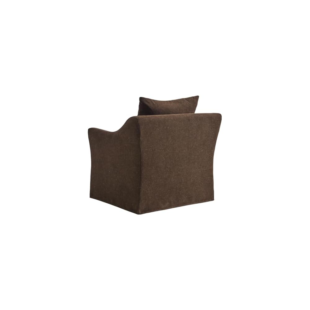 Modway Somerset Modern Slipcovered Linen Blend Accent Chair in Cocoa – Deep Seat Upholstered Armchair with Sloped Arms – Contemporary Fabric Living Room Chair