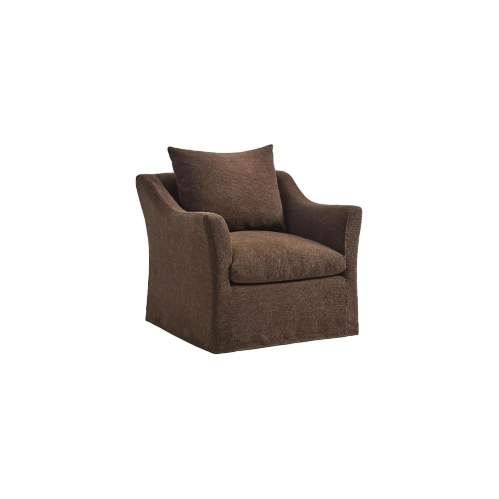 Modway Somerset Modern Slipcovered Linen Blend Accent Chair in Cocoa – Deep Seat Upholstered Armchair with Sloped Arms – Contemporary Fabric Living Room Chair