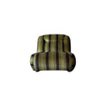Modern Italian Mid-Century Accent Chair – Green Striped Velvet Lounge Chair for Living Room, Bedroom & Boutique Interior Spaces