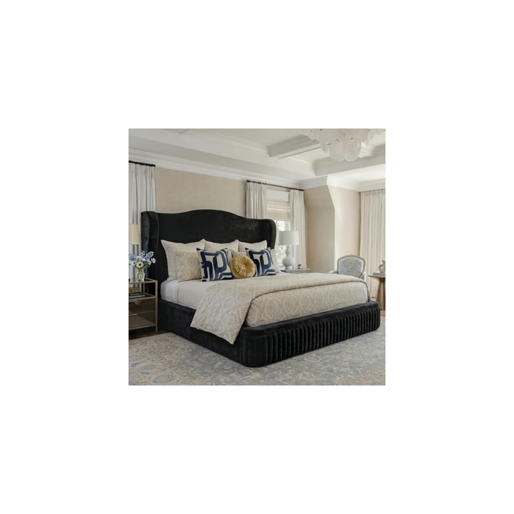 Homkdom 49" Cloud Bed Frame King Size with Tall Wingback Headboard