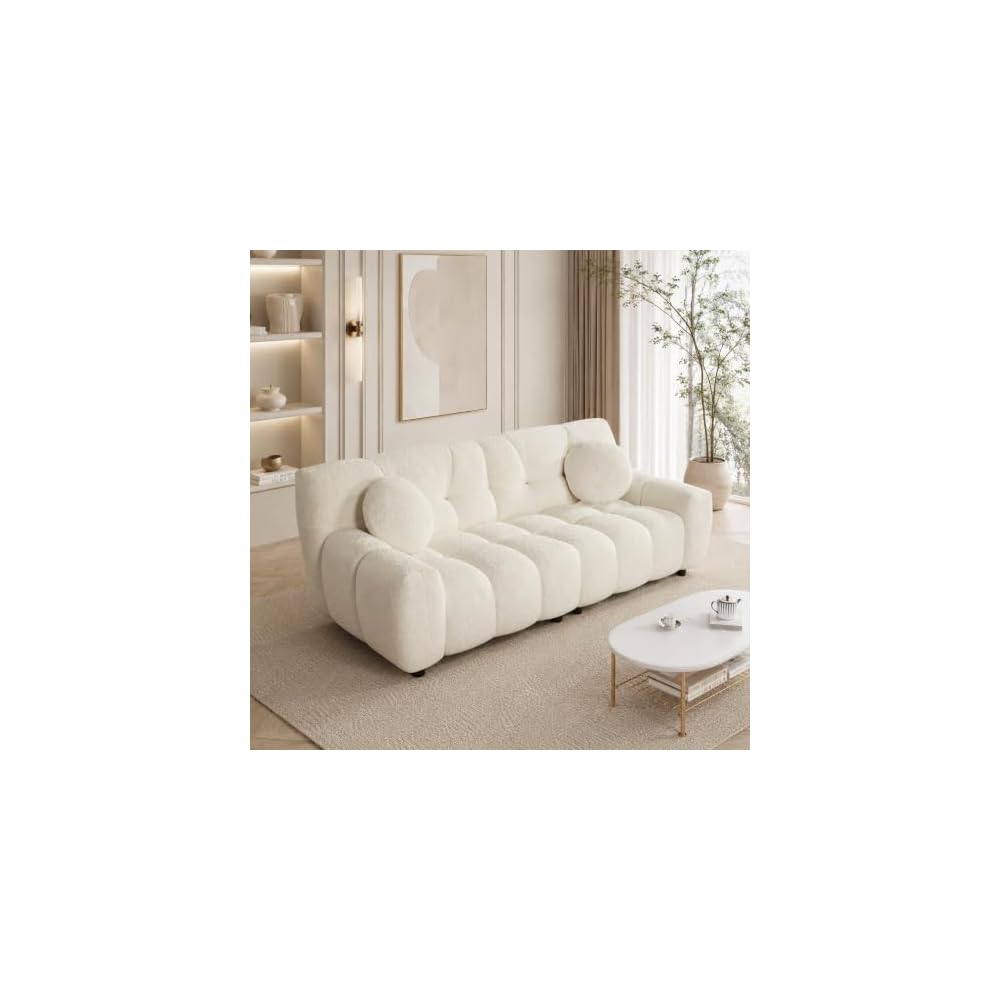 72.8" Cloud Couch Sherpa Modern Loveseat Comfy Boucle Sofa, Cream White