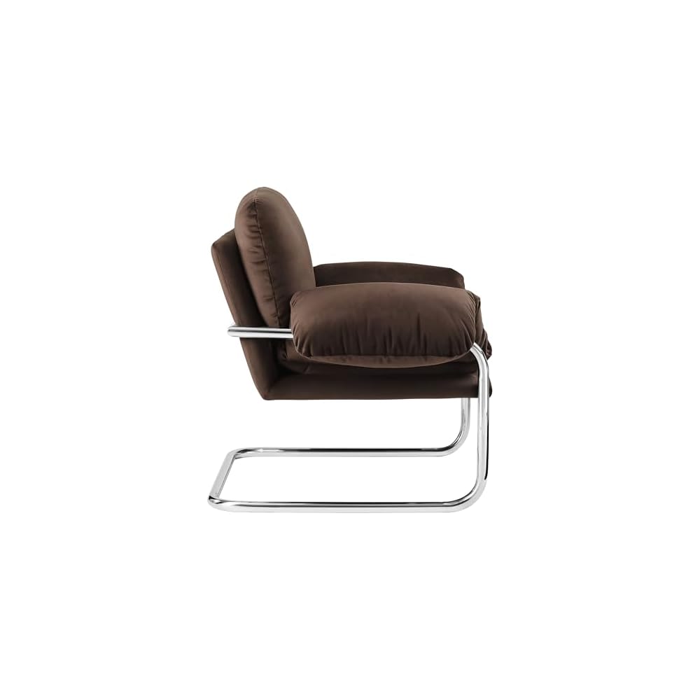 Modway Ansel Performance Velvet Accent Chair in Chocolate Brown - Stain-Resistant Velvet Lounge Chair for Living Room, Bedroom - Corner Reading Chair with Arms and Removable Cushions