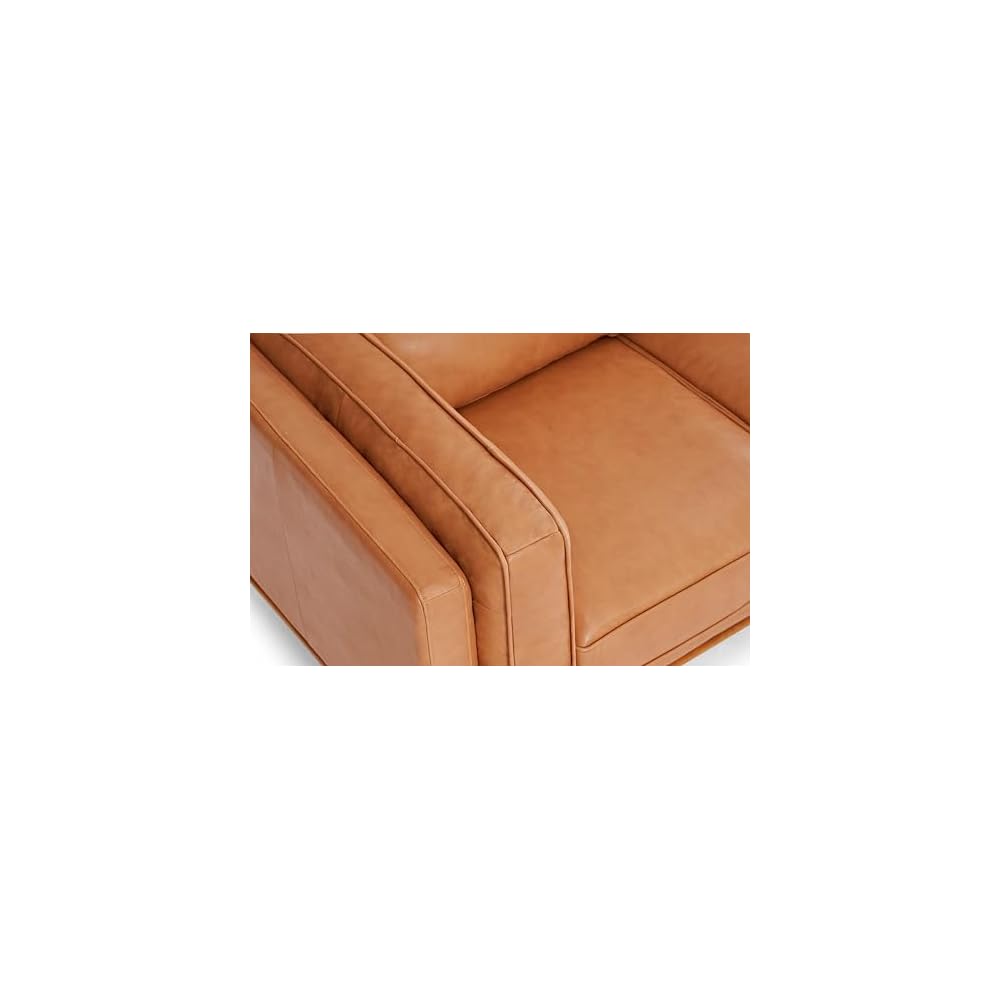 Valencia Artisan Full Leather Sofa 88” - Pure Full Italian Nappa Leather Couch for Living Room Furniture, Solid Wood Accent, Ultimate Comfort, Cognac Tan