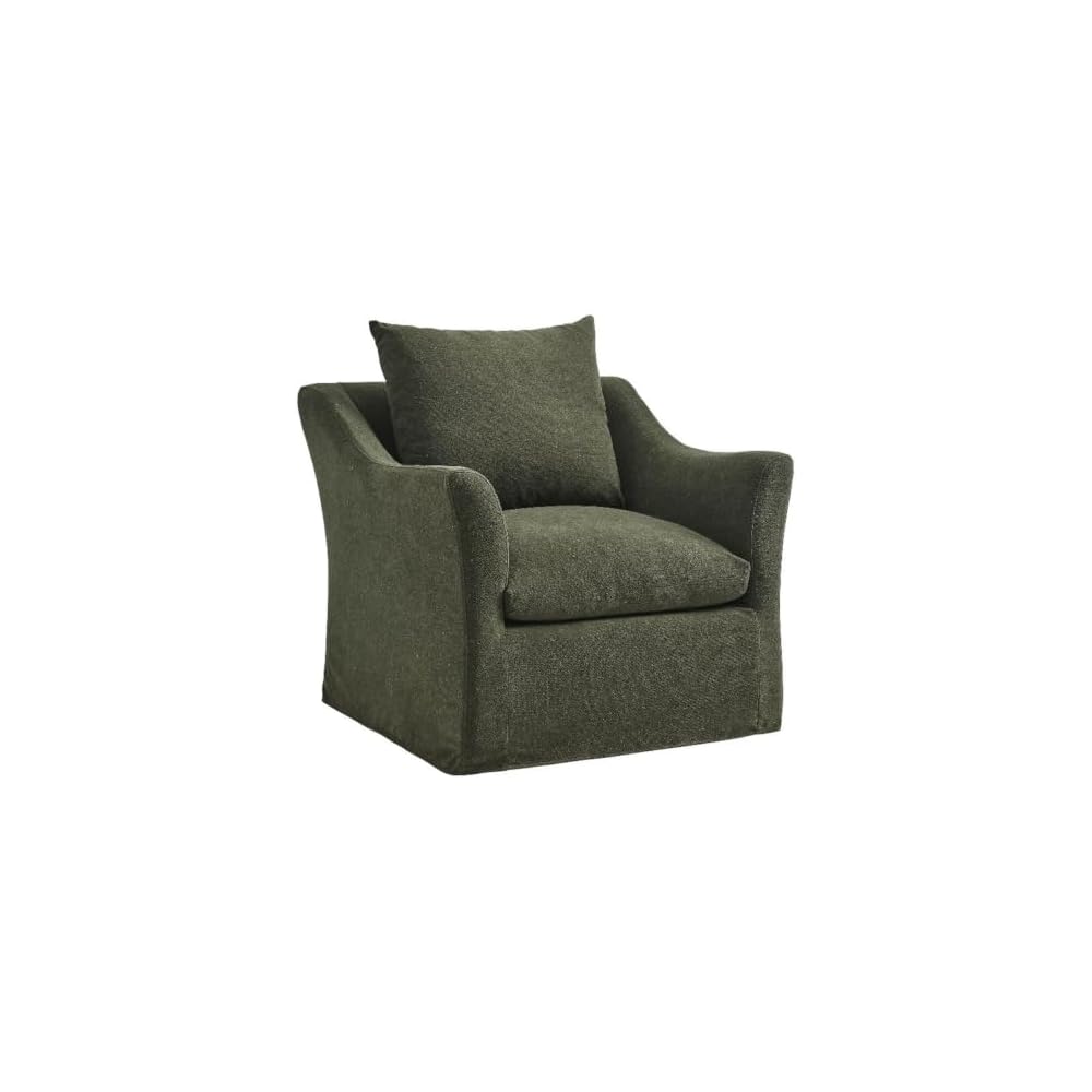 Modway Somerset Modern Slipcovered Linen Blend Accent Chair in Cocoa – Deep Seat Upholstered Armchair with Sloped Arms – Contemporary Fabric Living Room Chair