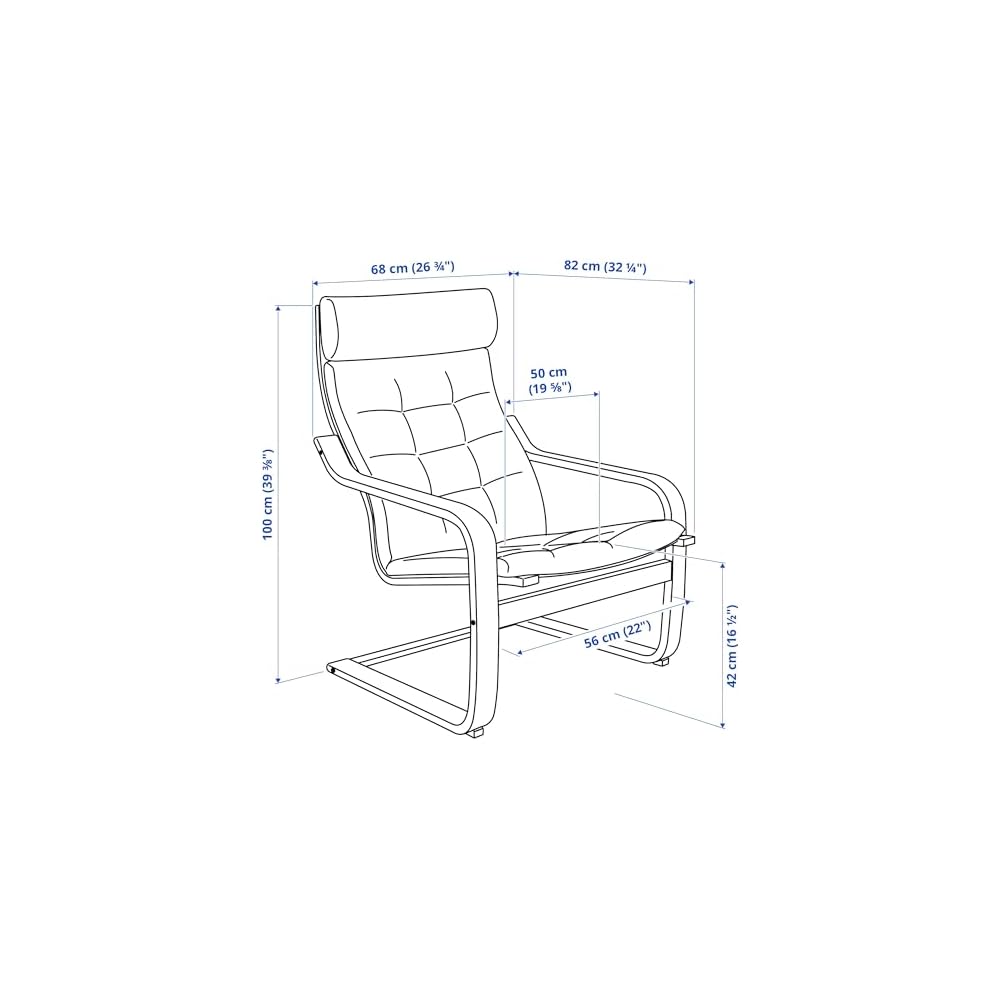 ProTuning POÄNG Armchair and footstool, birch veneer/Gunnared blue