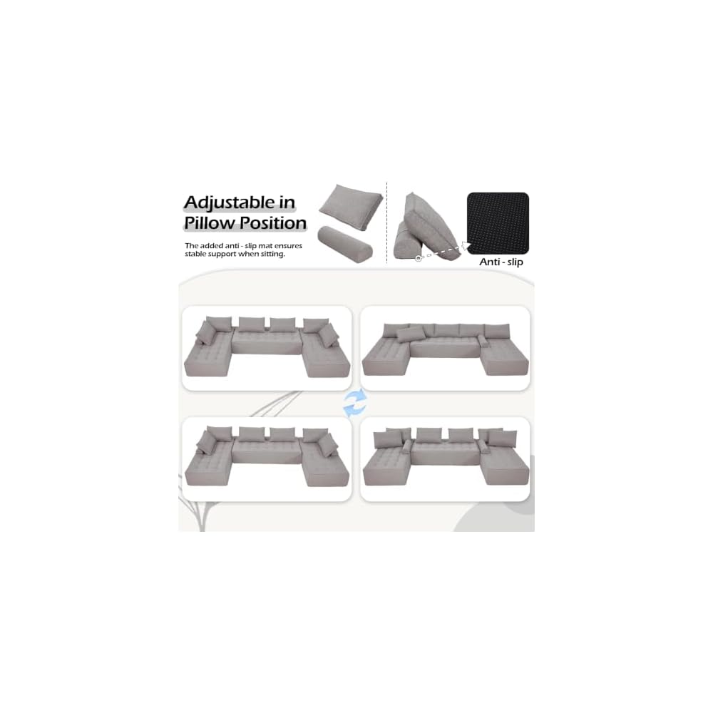 HOMREST Sponge Loveseat, 77 Inch, Grey, No Assembly, 15 Inch Seat Height, 2 Seating Capacity, 78x39x15 Inches, 160 Pounds