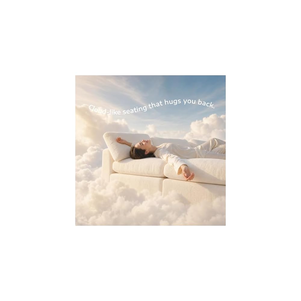 Homkdom 111.5" Cloud Couch, Modular Sectional Sofa for Living Room, White