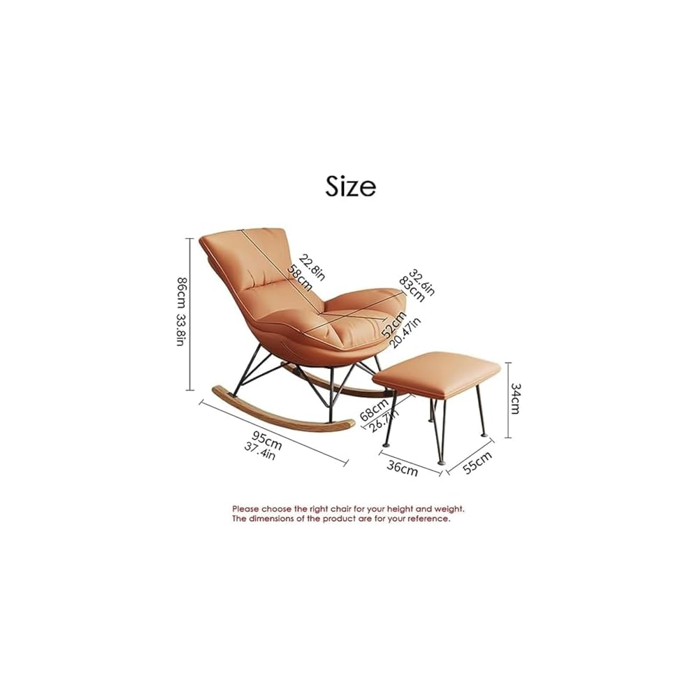 LSLYTQ Living Room Sofa Rocking Chair, Recliner Leisure Rocking Chair, Soft Rocking Chair with Footstool,Comfortable Upholstered Rocking Chair, Glider Rocker