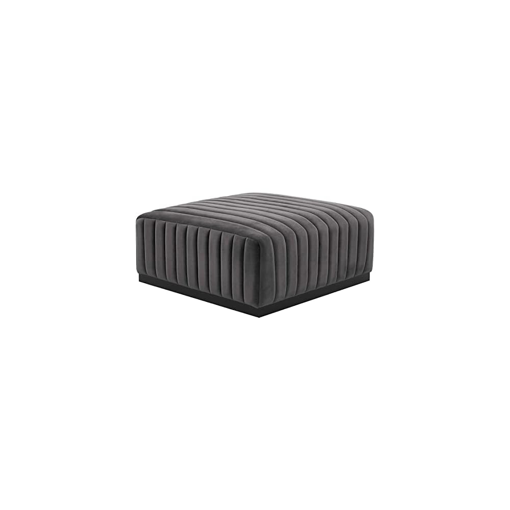 Modway Conjure Channel Tufted Upholstered Performance Velvet Sectional Sofa Left Corner Chair in Black Cognac