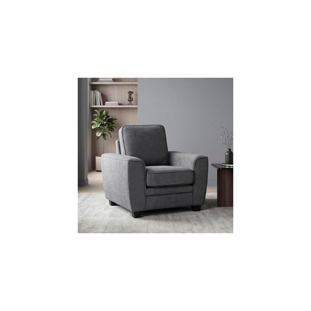 Lexicon Chenille Upholstered Accent Chair with Track Arms, Taupe