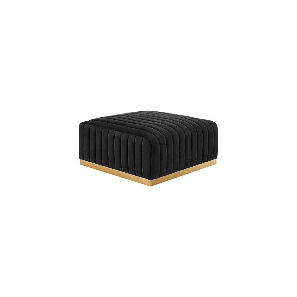 Modway Conjure Channel Tufted Upholstered Performance Velvet Sectional Sofa Left Corner Chair in Black Cognac