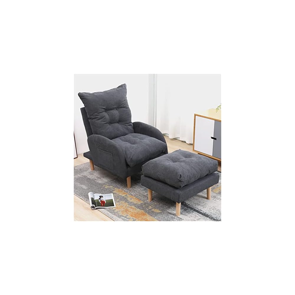 Adjustable Recliner Armchair with Footstool 3 Position Sofa Chair Bed for Living Room & Bedroom Heavy Duty Reclining Lounge Chair Supports Up to 150KG