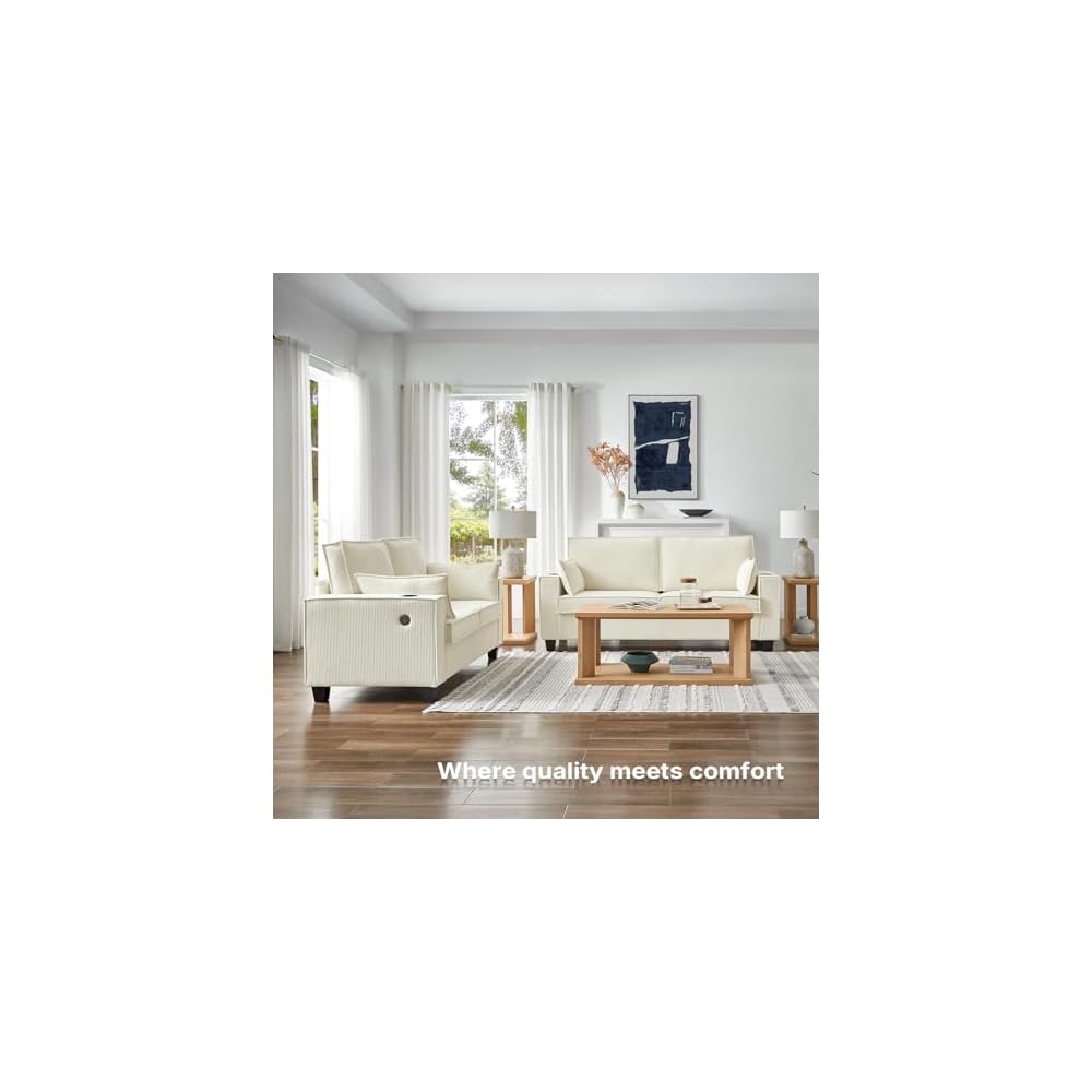 2-in-1 Pull Out Sofa Bed, 65" Full Size Sleeper Sofa, Corduroy Convertible Loveseat Sleeper for Living Room, Guest Room, Apartment, Home Office (Beige)