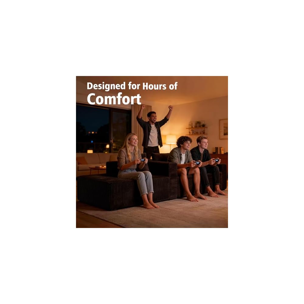 107-Inch Boneless Modular Sectional Sofa, L-Shaped Cloud Couch with Deep Seats and High Backrest, Corduroy Memory Foam Sectional, No Assembly Required for Living Room or Apartment, Brown