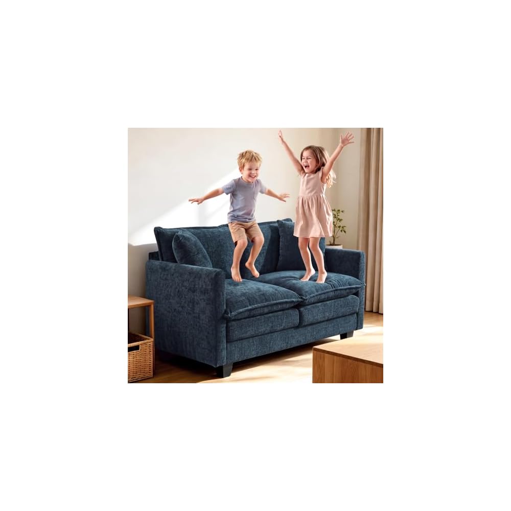 Loveseat Sofa, Soft Chenille Cloud‑Cushion Small‑Space Couch