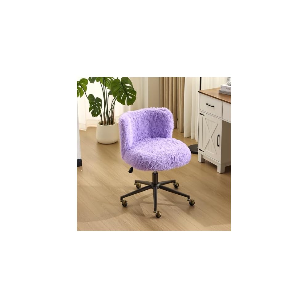 VINGLI Plush Upholstery Vanity Desk Chair with Curved Back & 90-102° Tilt &Adjustable Height, Cute Rolling Chair with Bronze Base & Golden-Bronze 360° Swivel Wheels for Makeup &Home Office,Grass Green