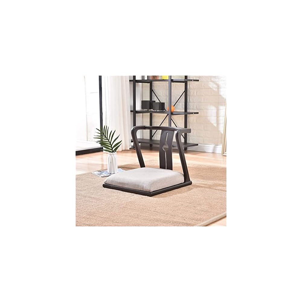 Padded Floor Tatami Chair with Back Support for Video-Gaming Reading Watching Tv Living Room Wooden