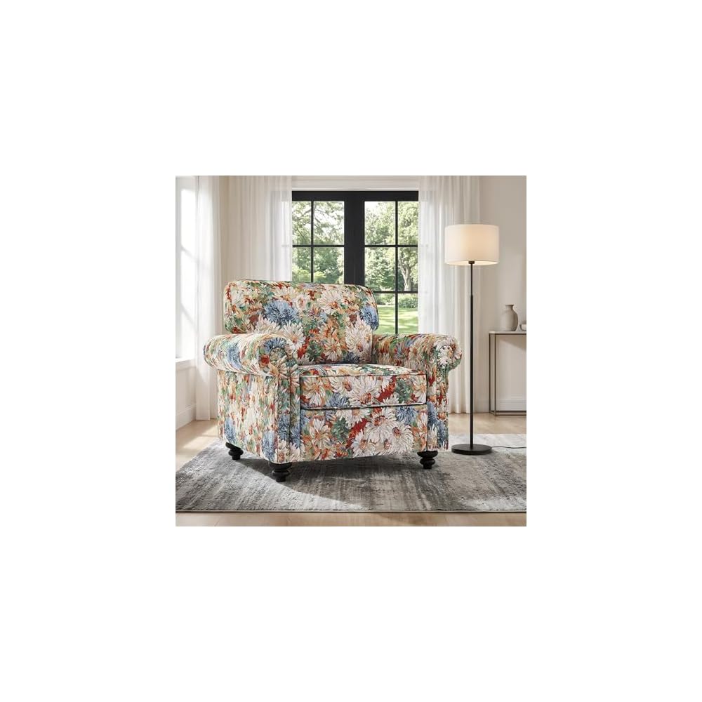Folral Accent Chairs Set of 2, Comfy Reading Armchair, Black