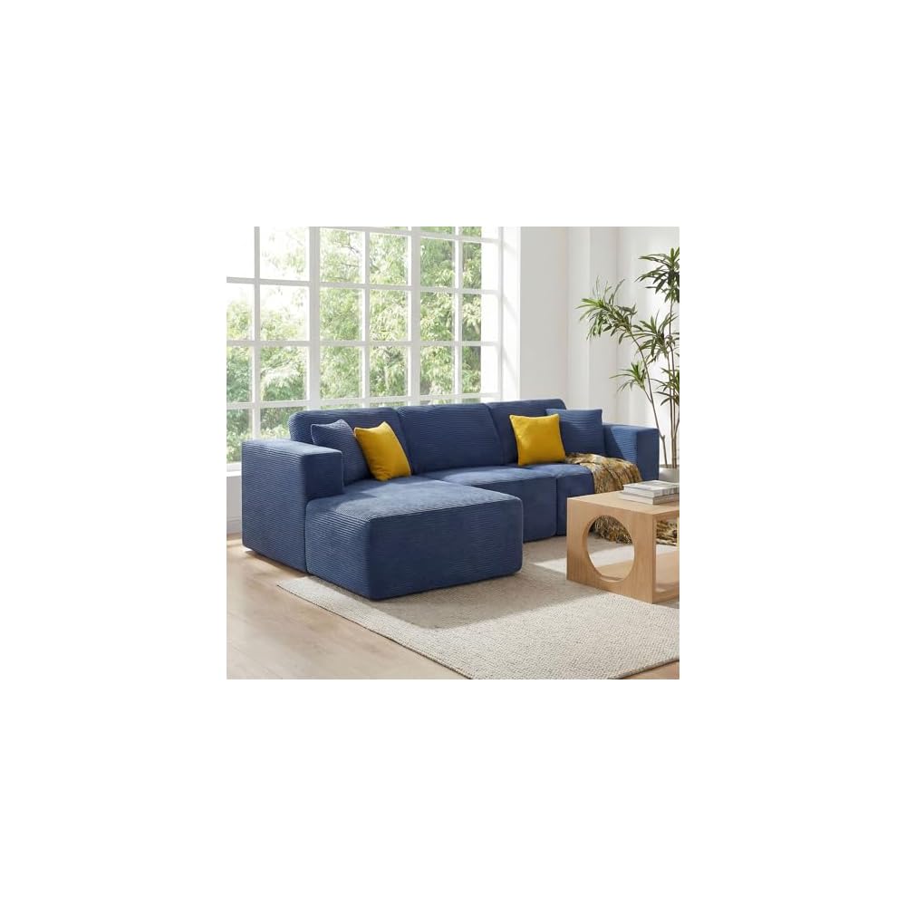 109” Cloud Sectional Couch, Boneless Modular Sofa with L-Shape Chaise, Deep Seat Corduroy Couch, No Assembly Required, Modern Upholstered Sectional for Living Room Apartment Bedroom