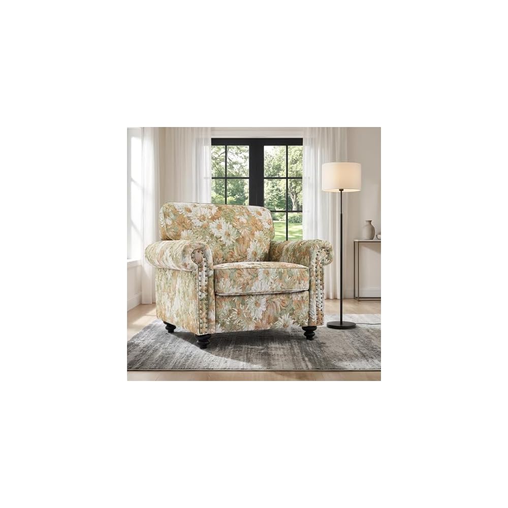 Folral Accent Chairs Set of 2, Comfy Reading Armchair, Black