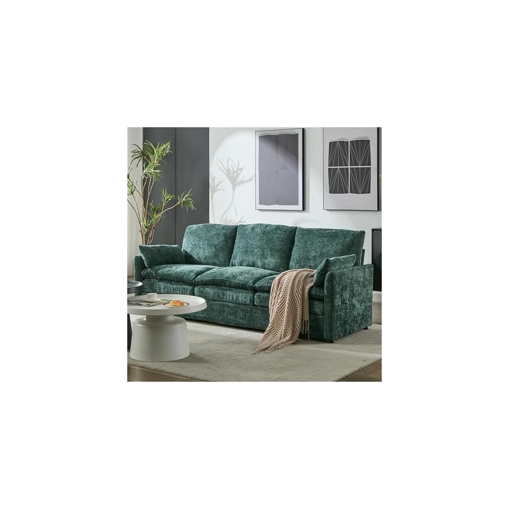 Iroomy Cloud Couch, 83.5" W Modern Sofa, Chenille Covers, Green