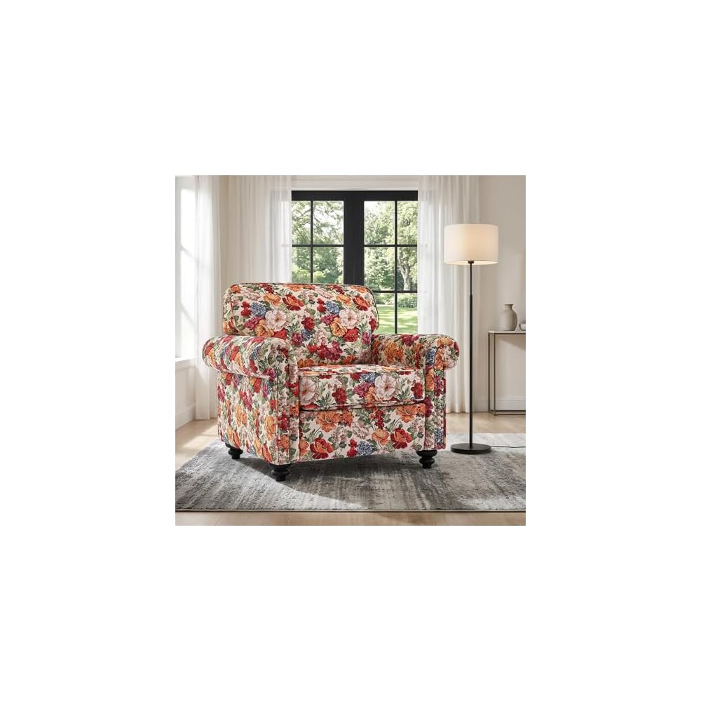 Folral Accent Chairs Set of 2, Comfy Reading Armchair, Black