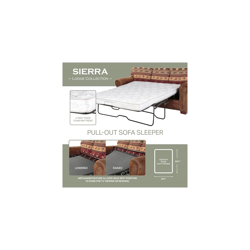 American Furniture Classics Sierra Lodge 4-piece Sleeper Sofa Set in Brown