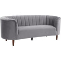 Luxury Modern Velvet Fabric Upholstered Deep Channel Tufting Armchair Loveseat Couch with Wood Leg for Home Office Living Room Bedroom Apartment (Olive Yellow Velvet Armchair) (Gray Velvet Couch)