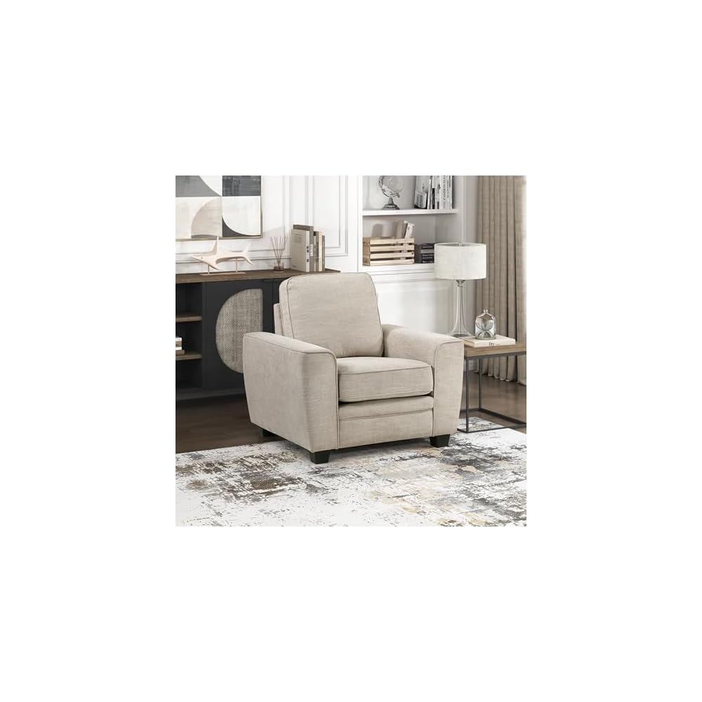 Lexicon Chenille Upholstered Accent Chair with Track Arms, Taupe