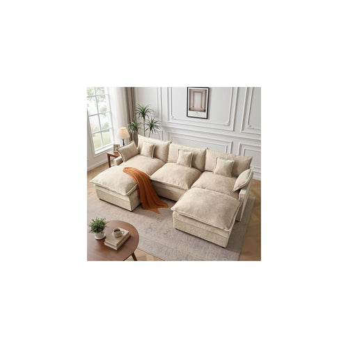 108 Inch U Shaped Cloud Couch, Chenille Modular Sectional Sofa