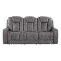 Steve Silver Daniel Triple Power Leather Theater Sofa in Gray