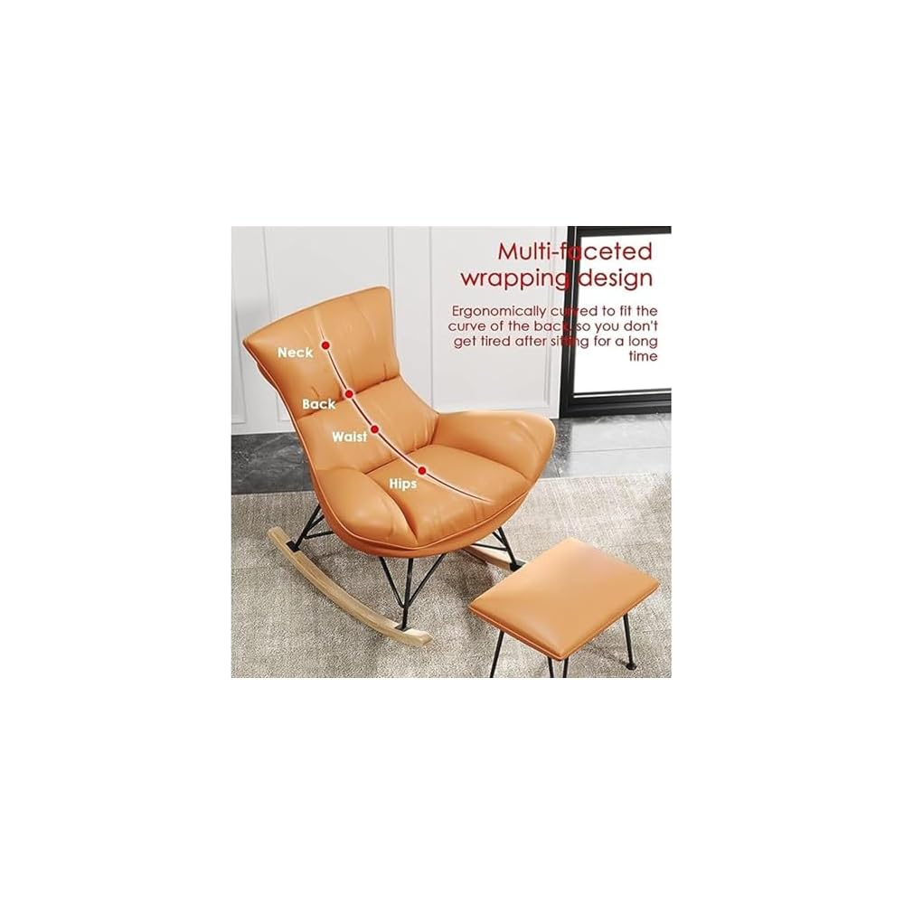 LSLYTQ Living Room Sofa Rocking Chair, Recliner Leisure Rocking Chair, Soft Rocking Chair with Footstool,Comfortable Upholstered Rocking Chair, Glider Rocker