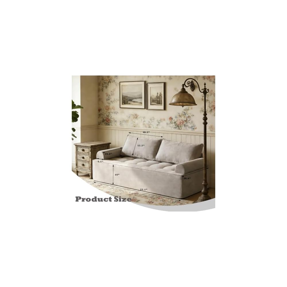 HOMREST Sponge Loveseat, 77 Inch, Grey, No Assembly, 15 Inch Seat Height, 2 Seating Capacity, 78x39x15 Inches, 160 Pounds