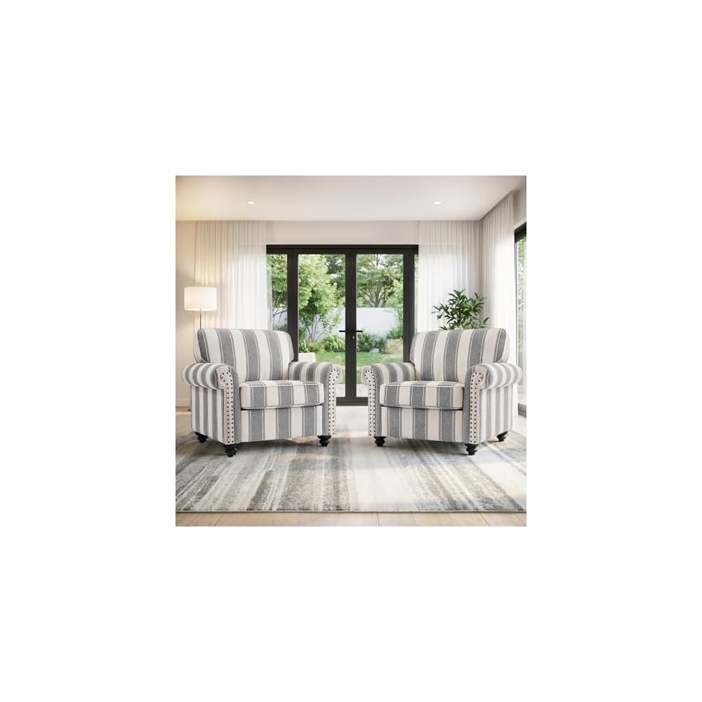 Folral Accent Chairs Set of 2, Comfy Reading Armchair, Black