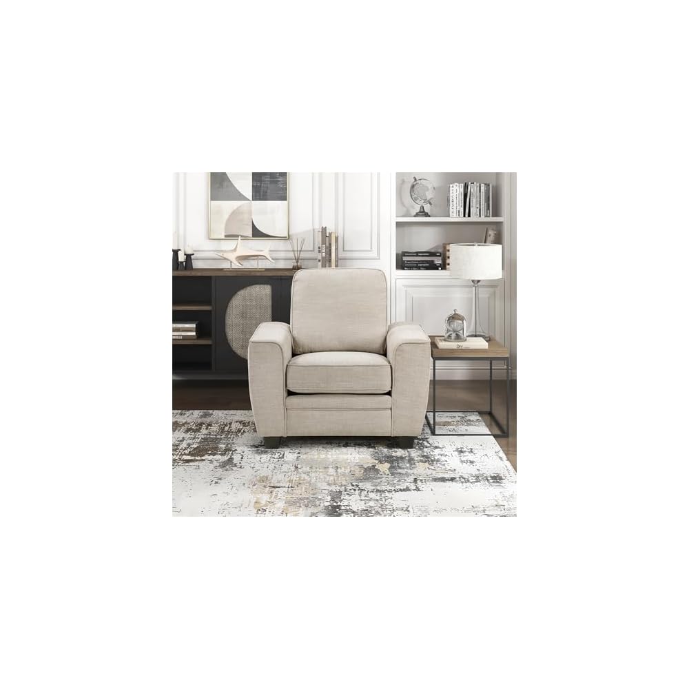 Lexicon Chenille Upholstered Accent Chair with Track Arms, Taupe