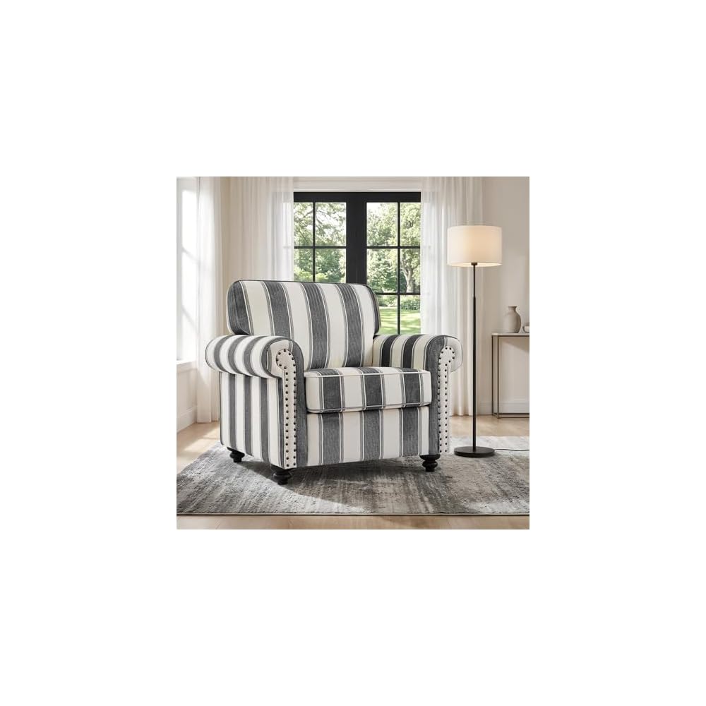 Folral Accent Chairs Set of 2, Comfy Reading Armchair, Black
