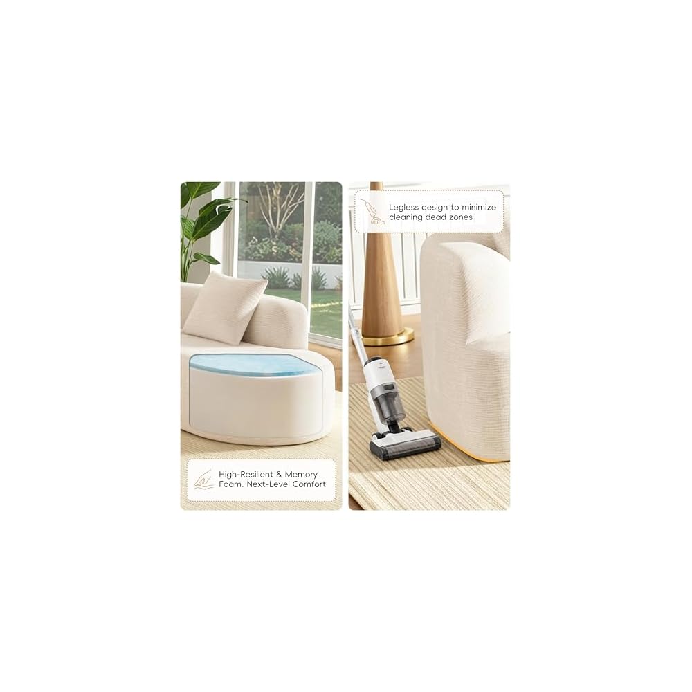 Organic & Curved Boneless Couch 116.5",Cloud-Like,L-Shaped Compressed Sofa